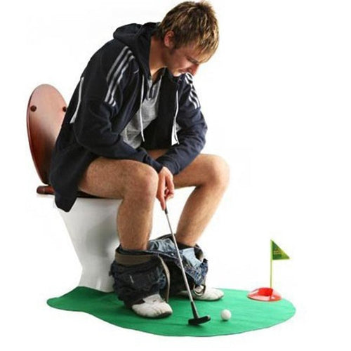 Toilet Golf Putter Set Bathroom Game Mini Golf Set Golf Putting Novelty Set - Play Golf in the Toilet Bathroom Accessories Sets