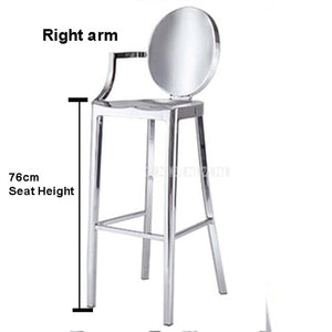 Commercial Furniture Full Stainless Steel 4 Leg Dining Chair Bar Counter Chair High Footstool Bar Stool Chair With Backrest