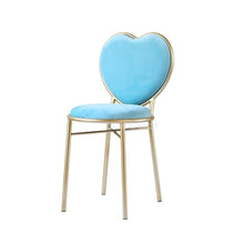 Load image into Gallery viewer, Modern Fashion Nordic Minimalist Coffee Cafe Chair Love Heart Shape Backrest Flannelette Soft Seat Metal Iron Art Leisure Chair
