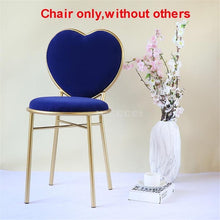 Load image into Gallery viewer, Modern Fashion Nordic Minimalist Coffee Cafe Chair Love Heart Shape Backrest Flannelette Soft Seat Metal Iron Art Leisure Chair