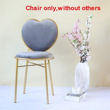 Load image into Gallery viewer, Modern Fashion Nordic Minimalist Coffee Cafe Chair Love Heart Shape Backrest Flannelette Soft Seat Metal Iron Art Leisure Chair