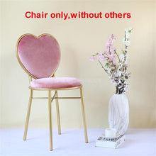 Load image into Gallery viewer, Modern Fashion Nordic Minimalist Coffee Cafe Chair Love Heart Shape Backrest Flannelette Soft Seat Metal Iron Art Leisure Chair