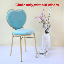 Load image into Gallery viewer, Modern Fashion Nordic Minimalist Coffee Cafe Chair Love Heart Shape Backrest Flannelette Soft Seat Metal Iron Art Leisure Chair