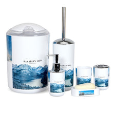 Load image into Gallery viewer, Nordic 6pcs/set Printing Bathroom Accessory Set Lotion Dispenser Toothbrush Holder Tumbler Cup Soap Dish Toilet Brush Trash Can