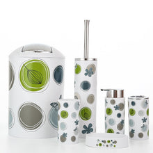 Load image into Gallery viewer, Nordic 6pcs/set Printing Bathroom Accessory Set Lotion Dispenser Toothbrush Holder Tumbler Cup Soap Dish Toilet Brush Trash Can