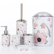Load image into Gallery viewer, Nordic 6pcs/set Printing Bathroom Accessory Set Lotion Dispenser Toothbrush Holder Tumbler Cup Soap Dish Toilet Brush Trash Can