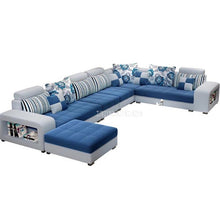 Load image into Gallery viewer, High Quality Living Room Sofa Set Home Furniture Modern Design Cotton Fabric Frame Soft Sponge U Shape Home Furniture