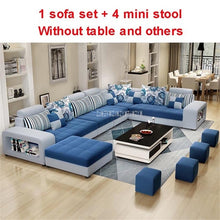 Load image into Gallery viewer, High Quality Living Room Sofa Set Home Furniture Modern Design Cotton Fabric Frame Soft Sponge U Shape Home Furniture