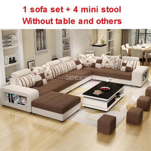 Load image into Gallery viewer, High Quality Living Room Sofa Set Home Furniture Modern Design Cotton Fabric Frame Soft Sponge U Shape Home Furniture