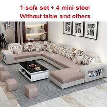 Load image into Gallery viewer, High Quality Living Room Sofa Set Home Furniture Modern Design Cotton Fabric Frame Soft Sponge U Shape Home Furniture
