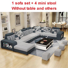 Load image into Gallery viewer, High Quality Living Room Sofa Set Home Furniture Modern Design Cotton Fabric Frame Soft Sponge U Shape Home Furniture