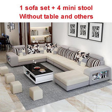 Load image into Gallery viewer, High Quality Living Room Sofa Set Home Furniture Modern Design Cotton Fabric Frame Soft Sponge U Shape Home Furniture