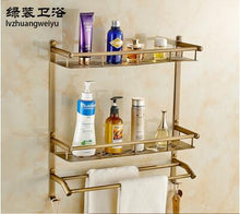 Load image into Gallery viewer, Antique Carved Double Cup Holder Brass Collection Towel Rack Bathroom Accessories Creative Paper Holder Bathroom Hardware Set