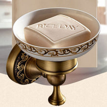 Load image into Gallery viewer, Antique Carved Double Cup Holder Brass Collection Towel Rack Bathroom Accessories Creative Paper Holder Bathroom Hardware Set