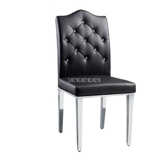 2PCS/Set Stainless Steel Leather Dining Chairs Fashion Kitchen Living Room Dining Chair Black/White Metal Leather Furniture