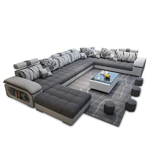 new arrival modern design u shaped sectional 7 seater fabric corner sofa